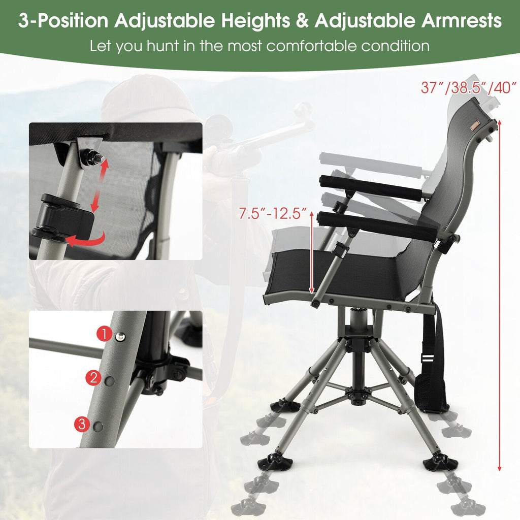 360 Degree Silent Swivel Hunting Chair-Black - SNOODBANGER customs