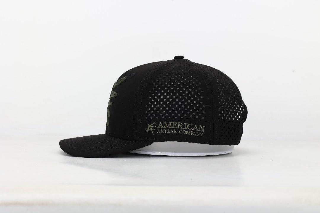 American Antler BLACK Stars and Bars Performance Snapback Hat - SNOODBANGER customs