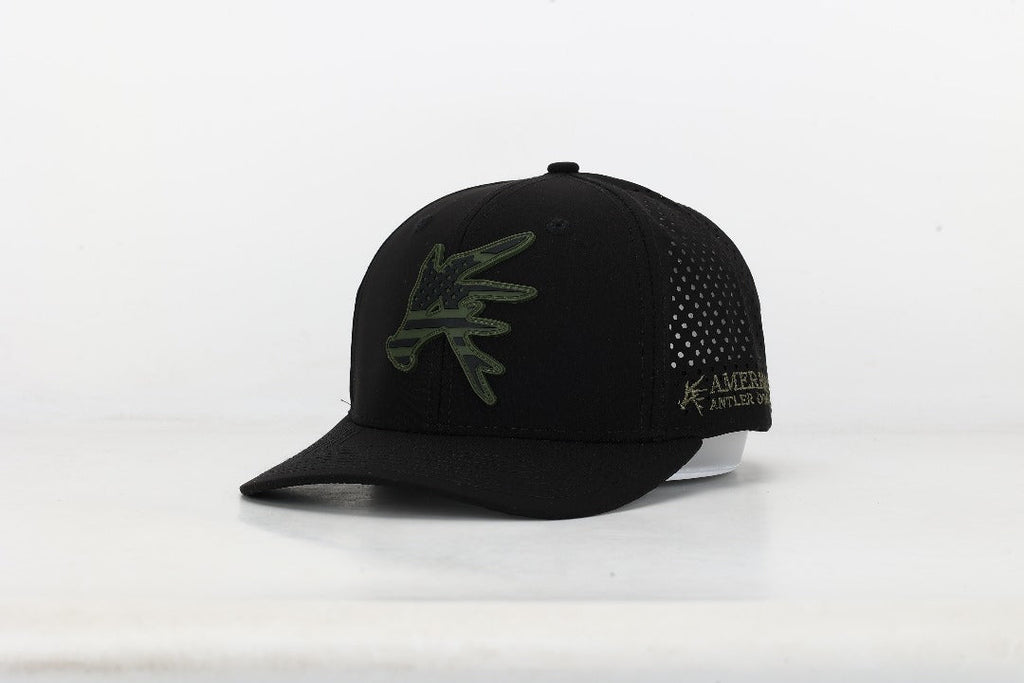 American Antler BLACK Stars and Bars Performance Snapback Hat - SNOODBANGER customs