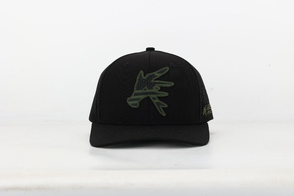 American Antler BLACK Stars and Bars Performance Snapback Hat - SNOODBANGER customs