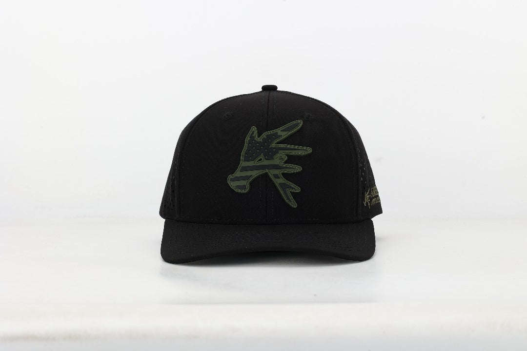 American Antler BLACK Stars and Bars Performance Snapback Hat - SNOODBANGER customs