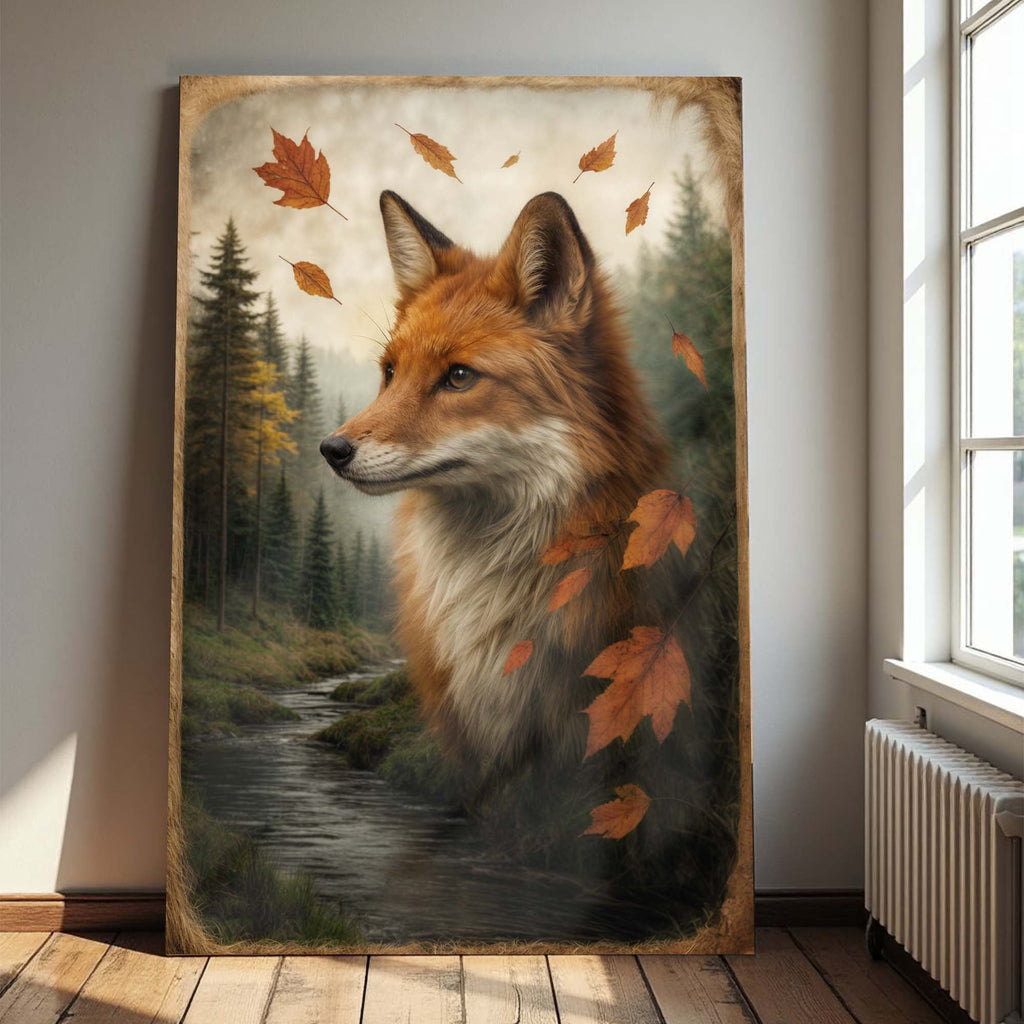 Autumn Fox Double Exposure Wall Art - SNOODBANGER customs