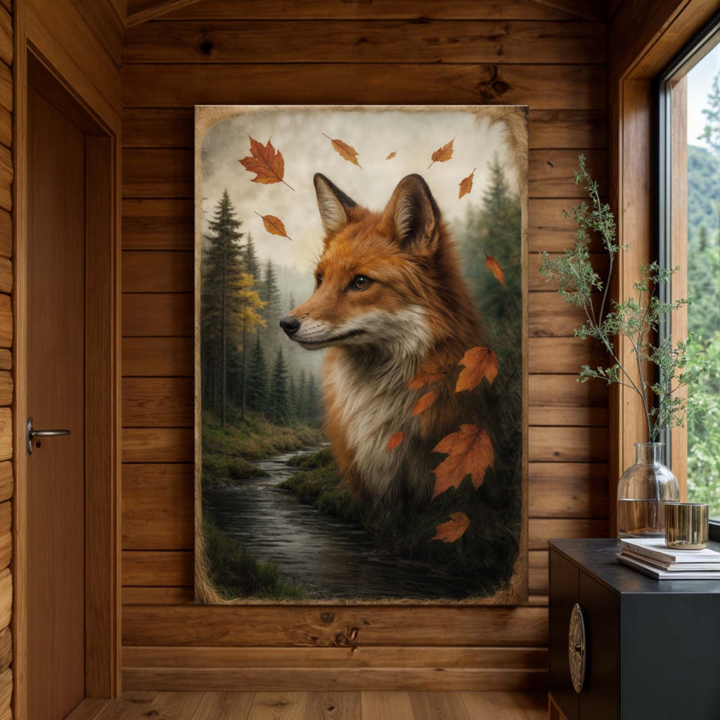 Autumn Fox Double Exposure Wall Art - SNOODBANGER customs