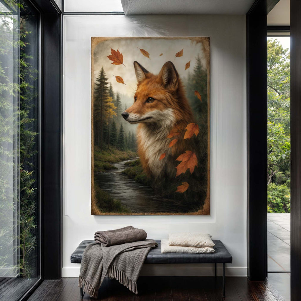 Autumn Fox Double Exposure Wall Art - SNOODBANGER customs
