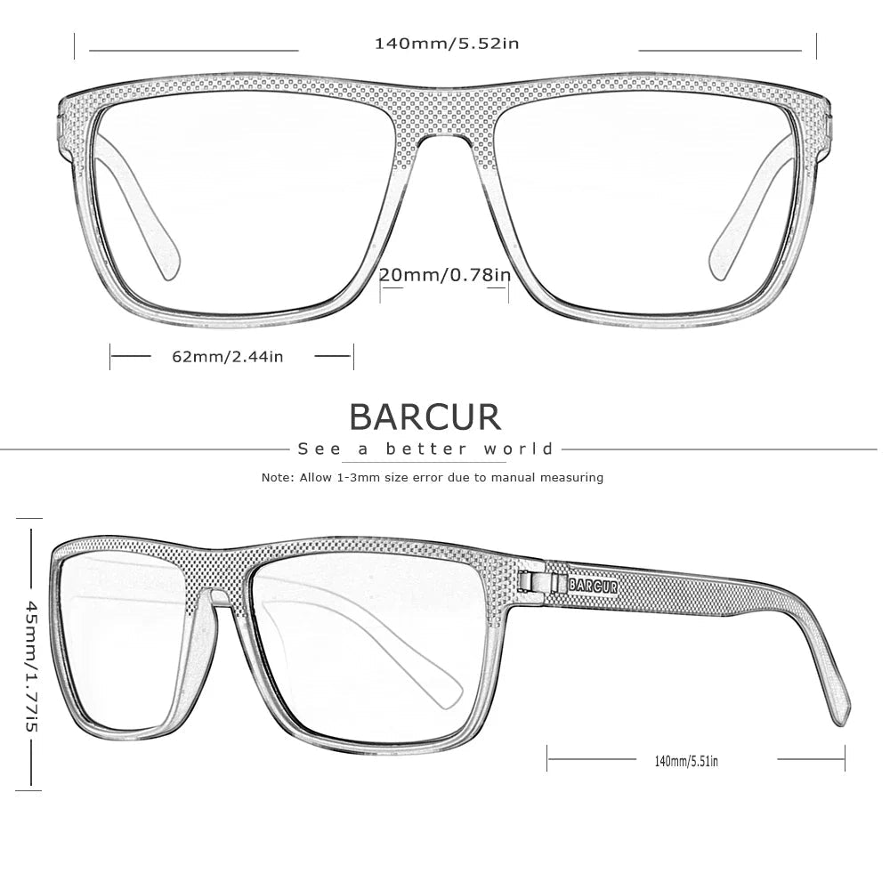 BARCUR Sports Polarized Sunglasses for Men Lightweight TR90 Square Fishing & Travel Eyewear UV400 Protection Men Accessory - SNOODBANGER customs