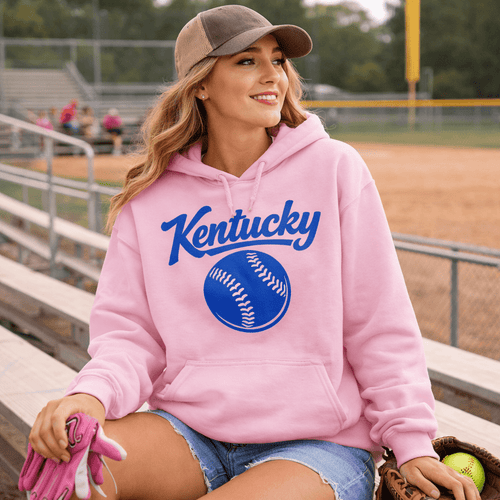 Blue Kentucky Script Softball Hoodie | Classic Pullover Sweatshirt - SNOODBANGER customs