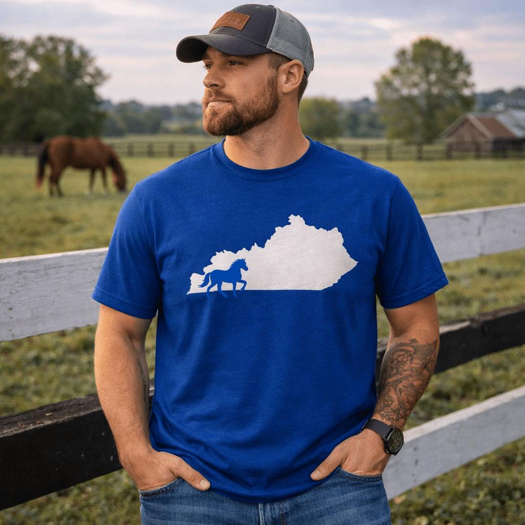 Bluegrass State Shirt | Kentucky Outline + Horse Design | Classic - SNOODBANGER customs