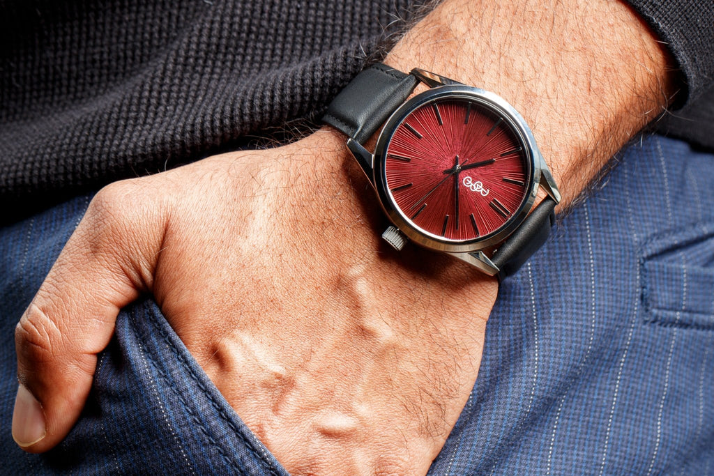 Burgundy Sunburst Watch - SNOODBANGER customs