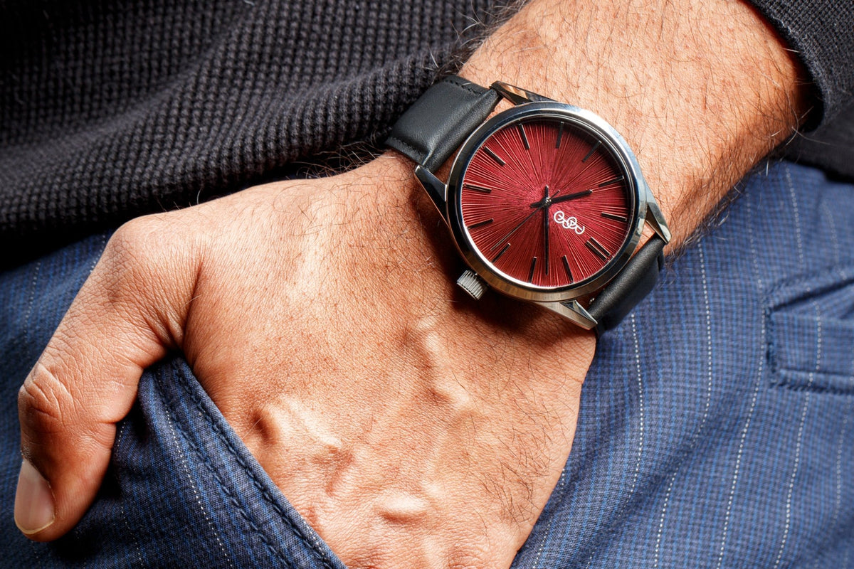 Burgundy Sunburst Watch - SNOODBANGER customs