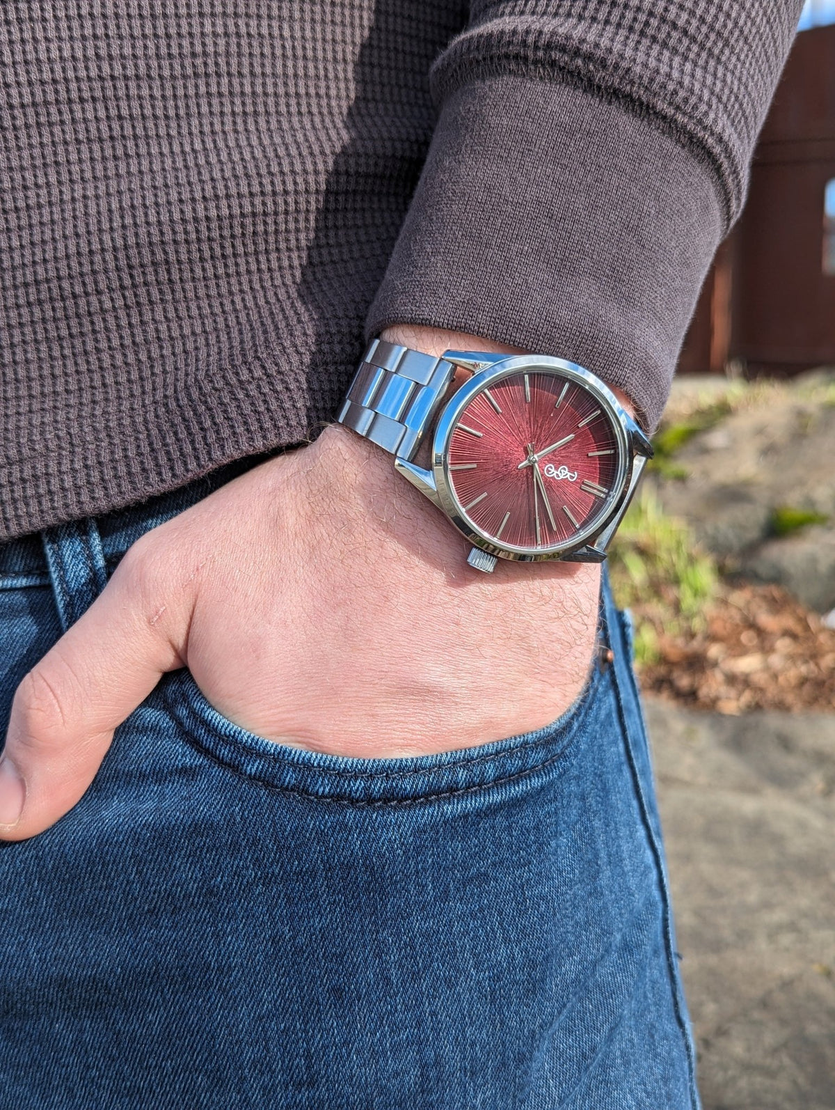Burgundy Sunburst Watch - SNOODBANGER customs