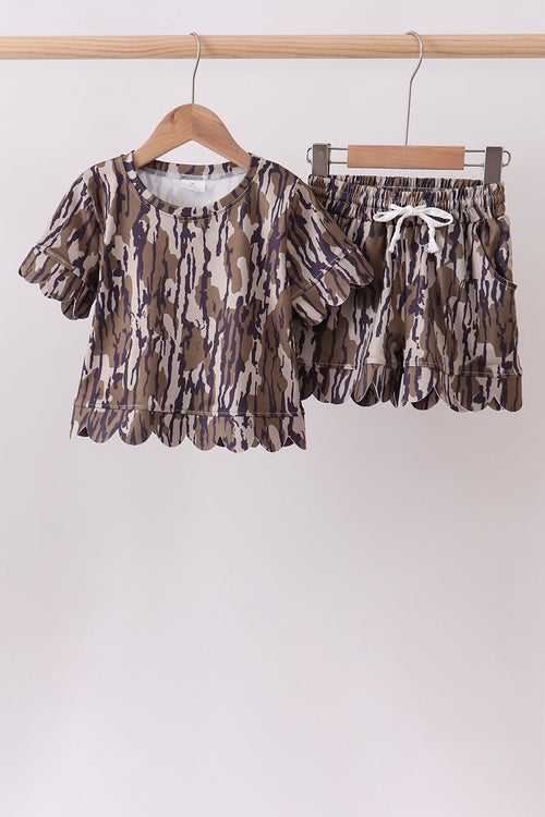 Camouflage scalloped mom&me shorts set - SNOODBANGER customs