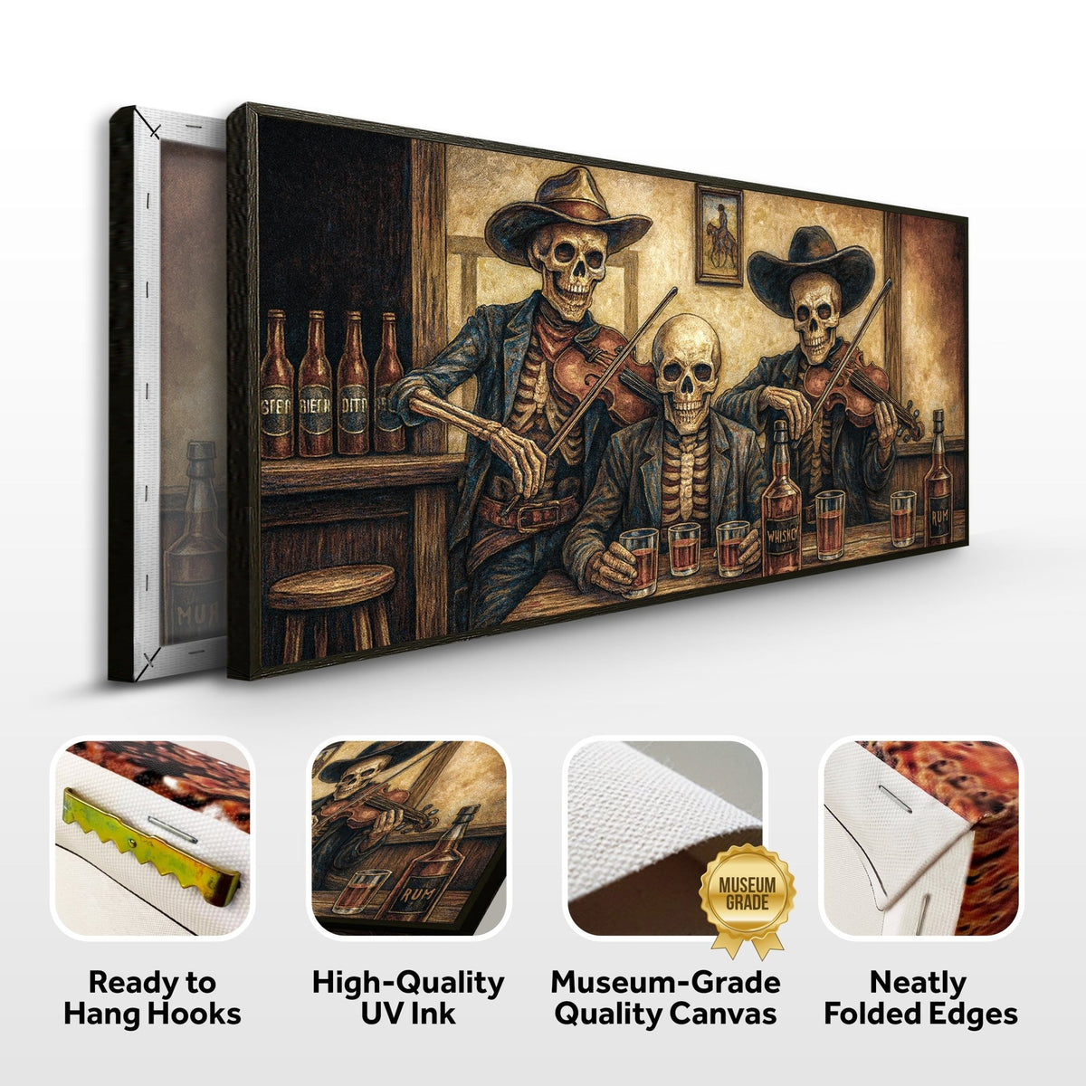 Cowboy Skeletons Western Bar Wall Art - SNOODBANGER customs