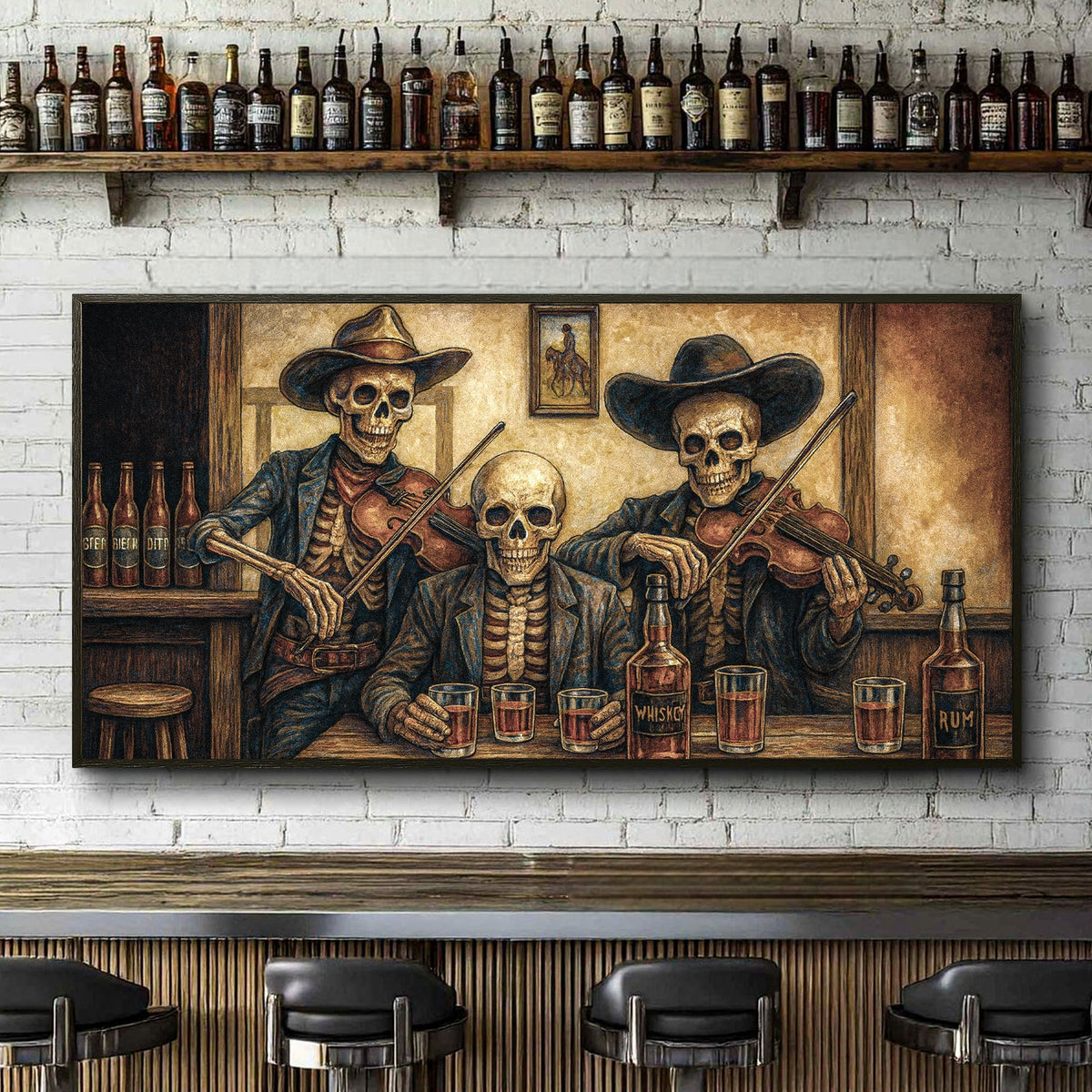 Cowboy Skeletons Western Bar Wall Art - SNOODBANGER customs