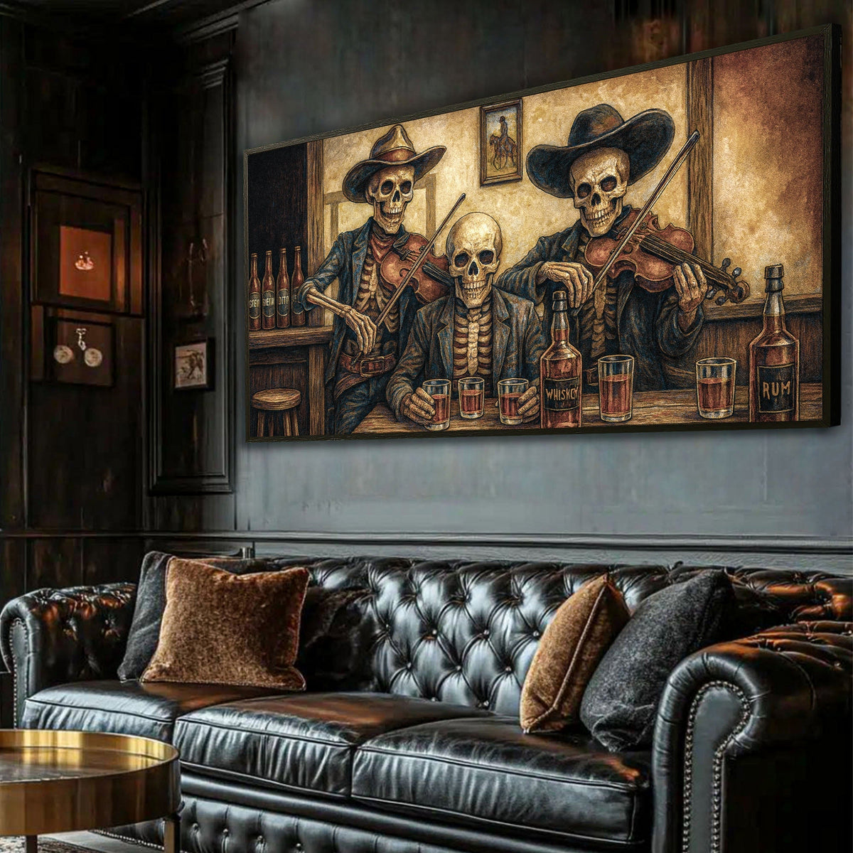 Cowboy Skeletons Western Bar Wall Art - SNOODBANGER customs