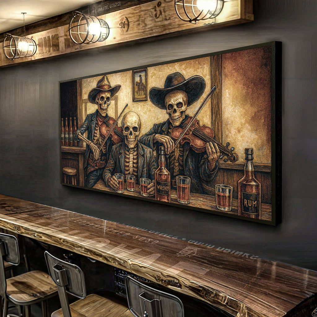Cowboy Skeletons Western Bar Wall Art - SNOODBANGER customs