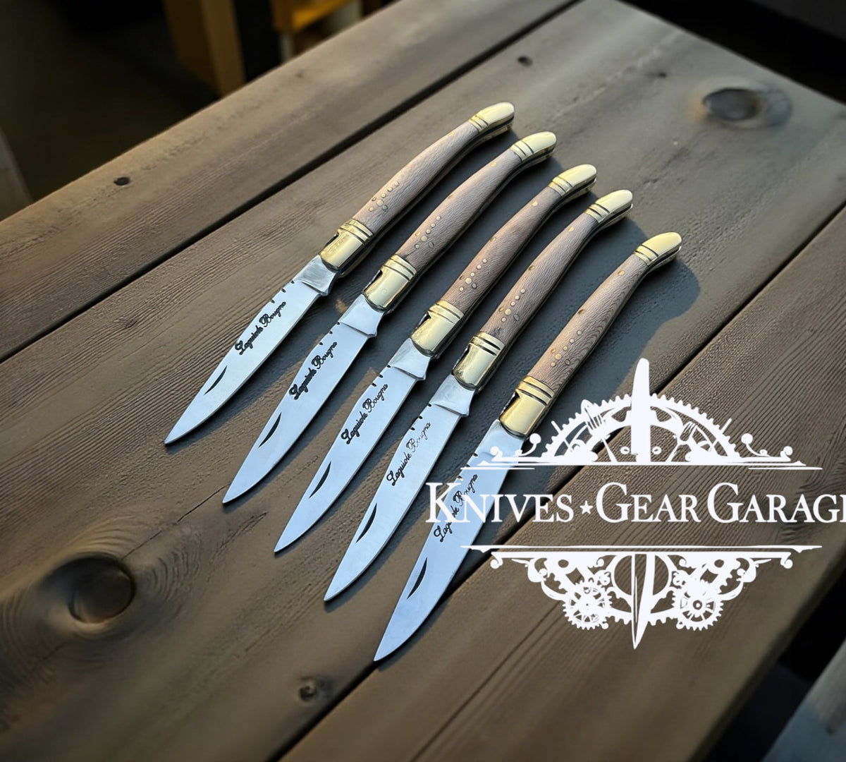 Custom Handmade Laguiole Bougna J2 Steel Hunting Knife – 10" Walnut Wood Handle with Brass Bolster & Leather Sheath - SNOODBANGER customs