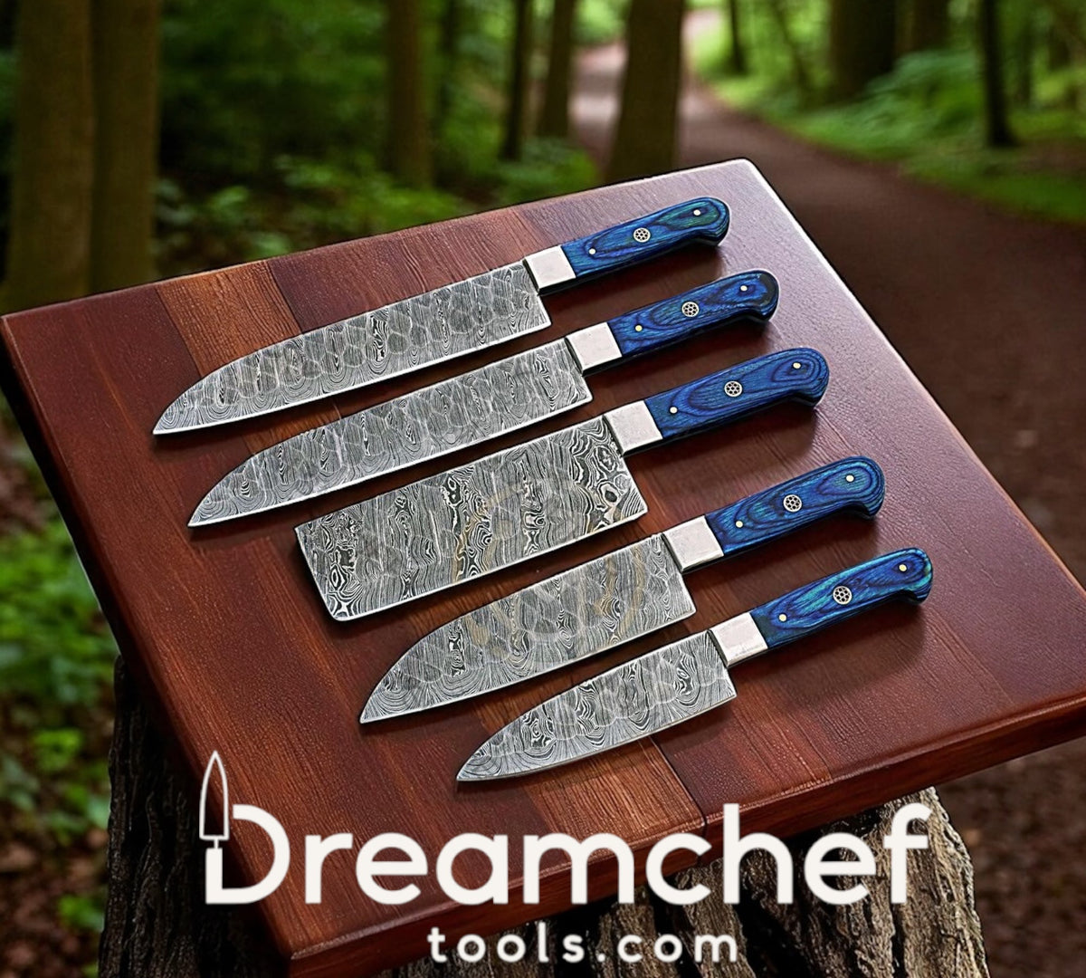 Damascus Knife Set – 13” Handmade Chef Knife with 8” Blade, Pakka Wood Handle & Leather Sheath | Fall Kitchen Essential - SNOODBANGER customs