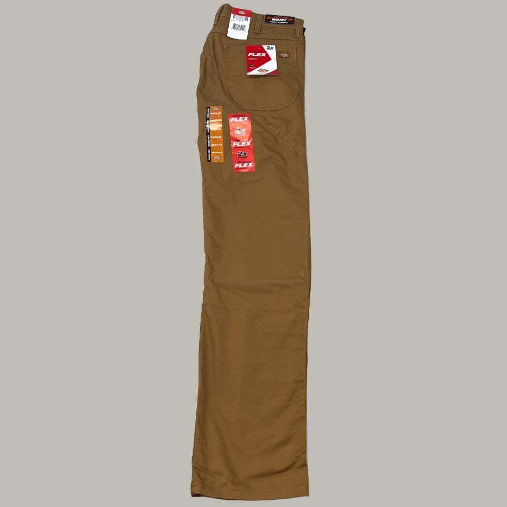 DICKIES Flex Regular Fit Double Knee Pant Men's Sz 38X34 Stonewashed Brown Duck - SNOODBANGER customs