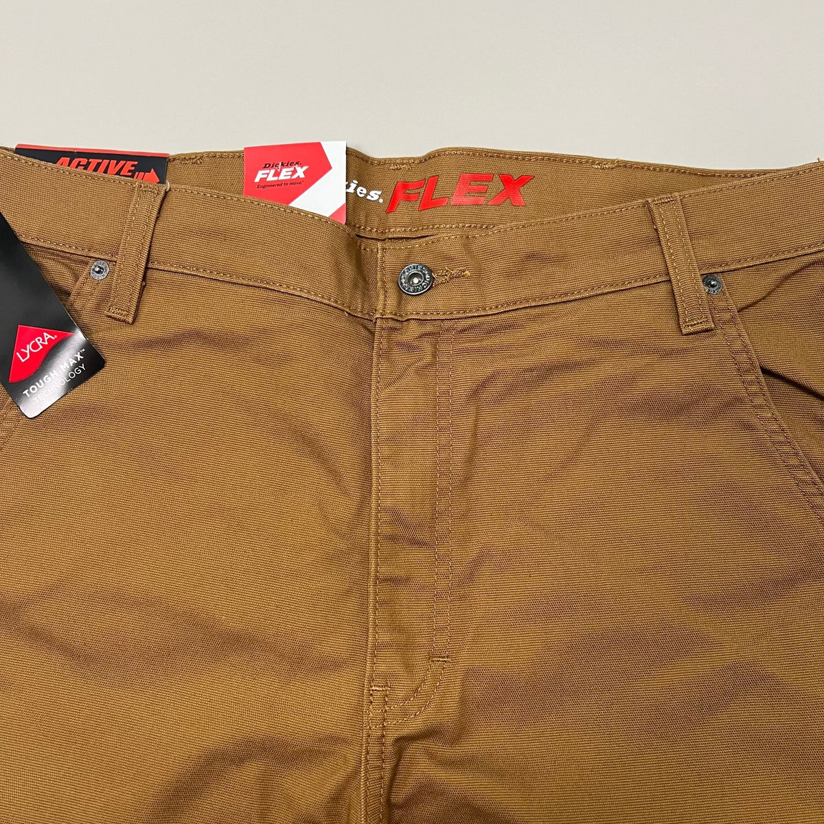 DICKIES Flex Regular Fit Double Knee Pant Men's Sz 38X34 Stonewashed Brown Duck - SNOODBANGER customs