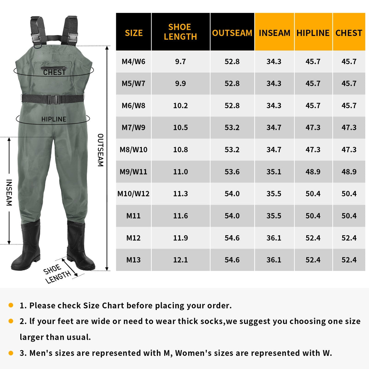 DikaSun Chest Waders with Boots — Lightweight Bootfoot Waders for Men & Women, Duck Hunting & Fly Fishing (US Sizes, Dark Green) - SNOODBANGER customs
