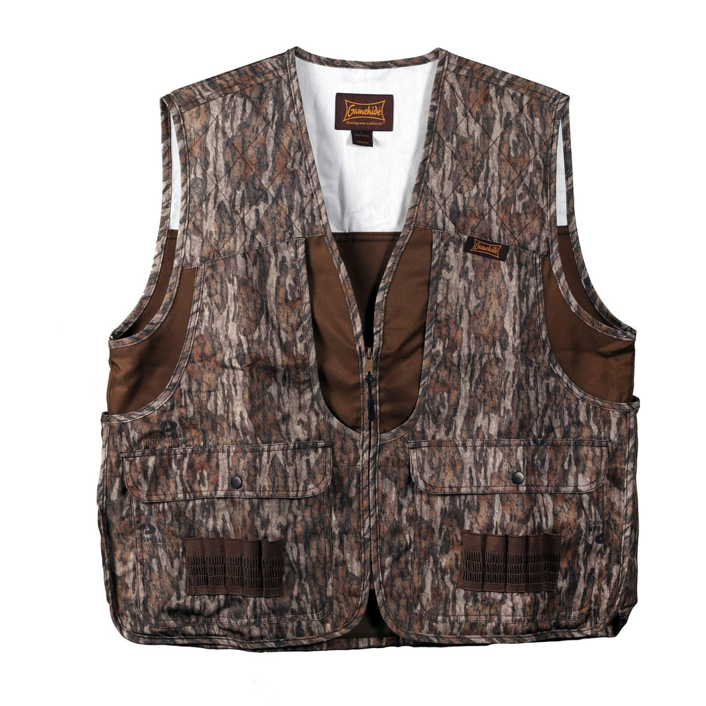 Gamehide Camo Front Loading Upland Dove Hunting Vest With Camo Back (Mossy Oak New Bottomland 4X-Large) - SNOODBANGER customs
