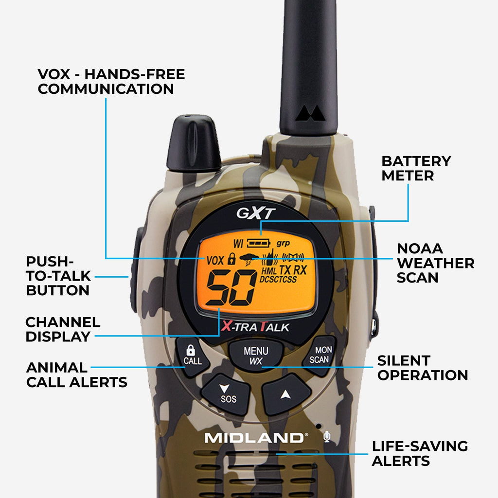 GXT1050 GMRS Walkie Talkie Camo 2-Pack - GXT1050VP4 - SNOODBANGER customs