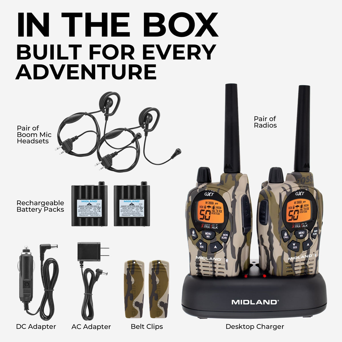 GXT1050 GMRS Walkie Talkie Camo 2-Pack - GXT1050VP4 - SNOODBANGER customs