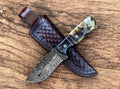 Handmade Damascus Hunting Knife – Buffalo & Sheep Horn - SNOODBANGER customs