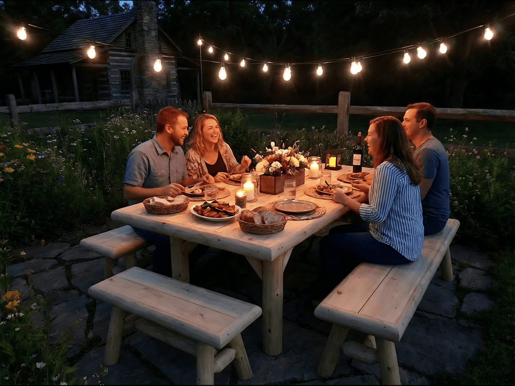 Handmade Rustic Outdoor Picnic Table - SNOODBANGER customs