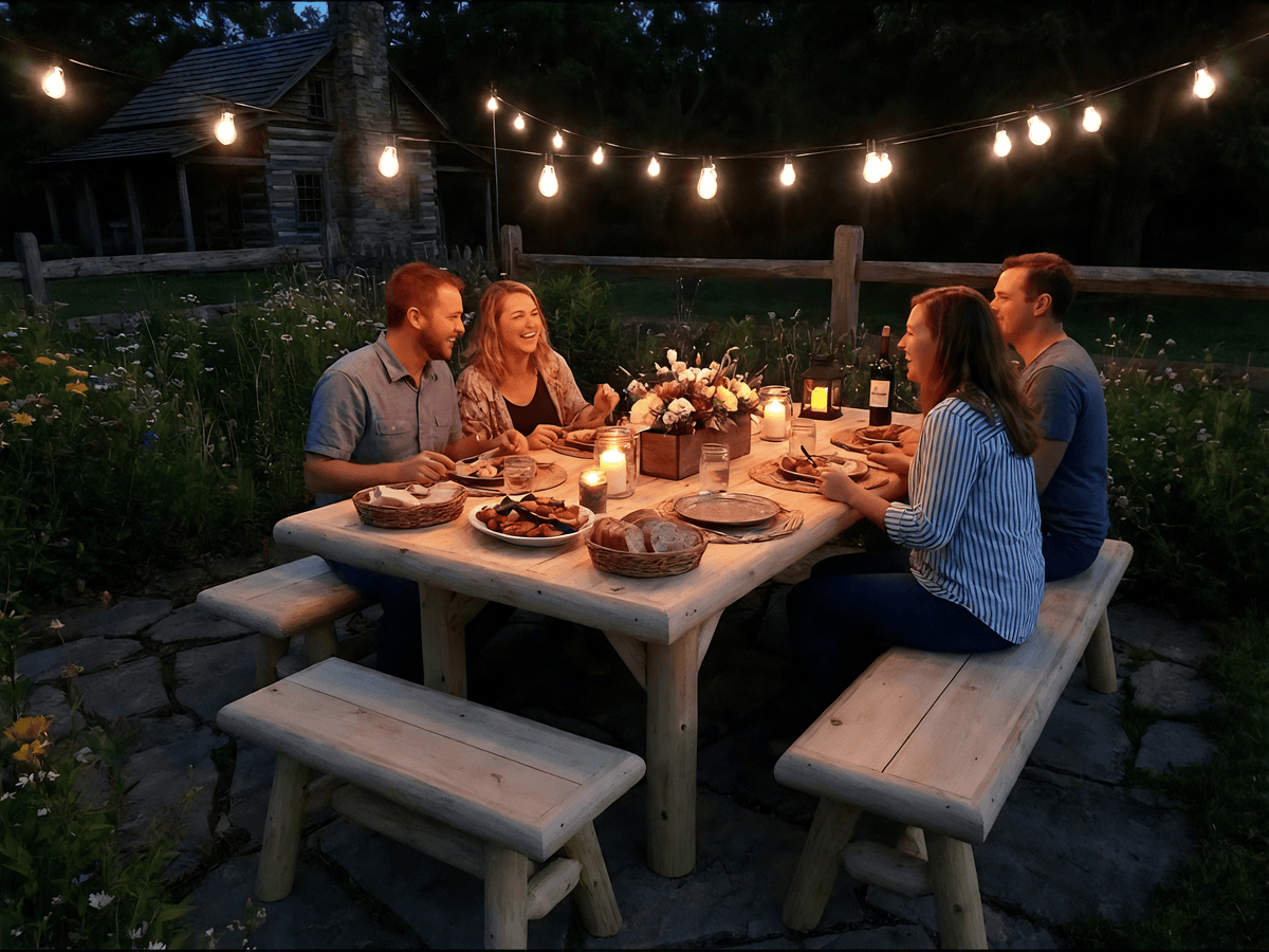 Handmade Rustic Outdoor Picnic Table - SNOODBANGER customs