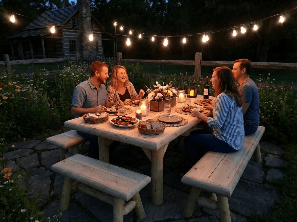 Handmade Rustic Outdoor Picnic Table - SNOODBANGER customs