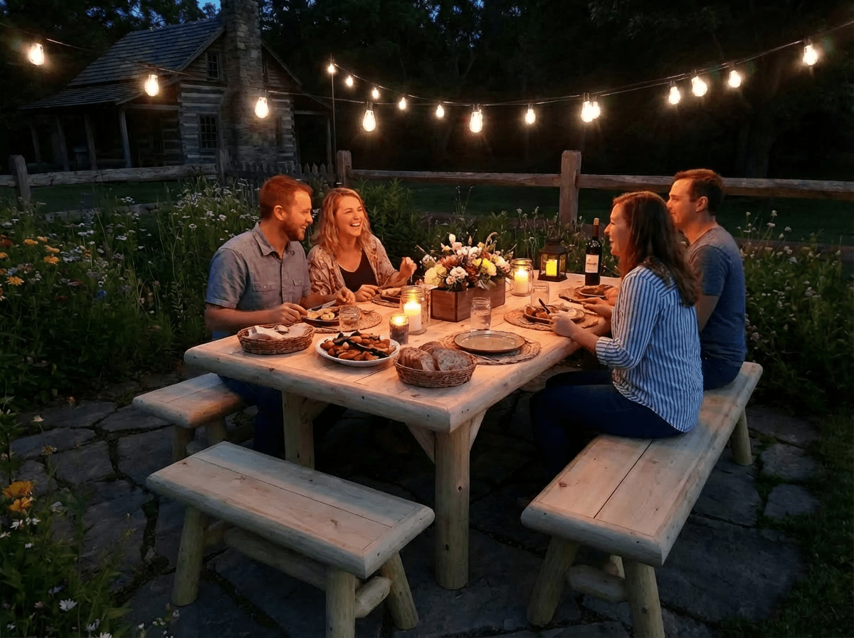 Handmade Rustic Outdoor Picnic Table - SNOODBANGER customs