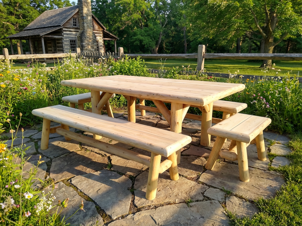 Handmade Rustic Outdoor Picnic Table - SNOODBANGER customs
