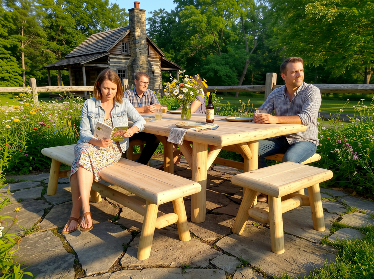 Handmade Rustic Outdoor Picnic Table - SNOODBANGER customs