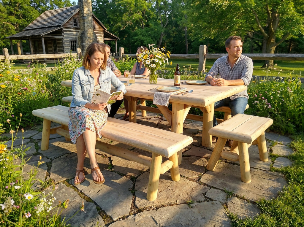 Handmade Rustic Outdoor Picnic Table - SNOODBANGER customs