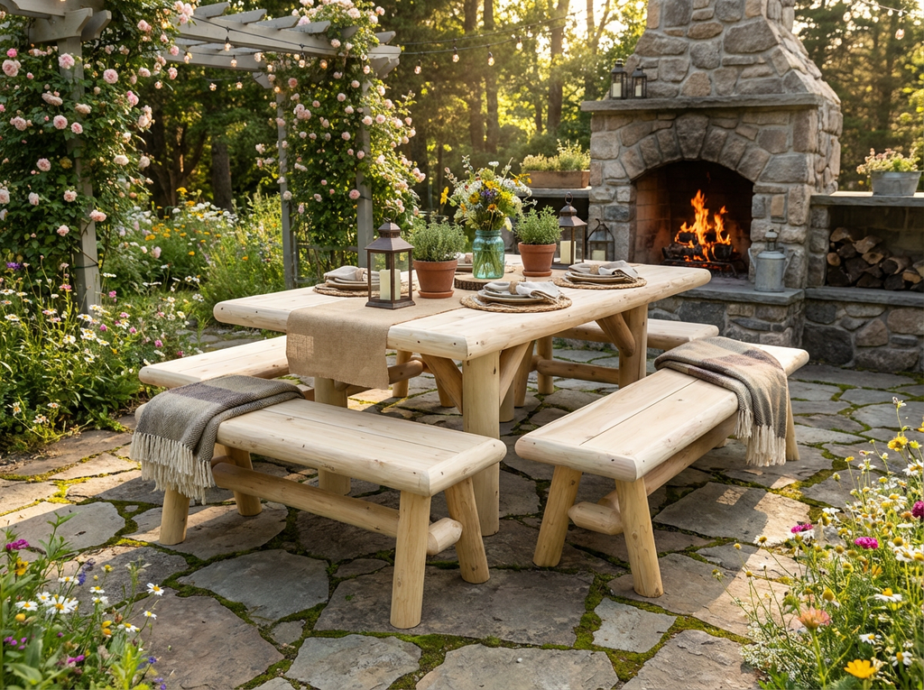 Handmade Rustic Outdoor Picnic Table - SNOODBANGER customs