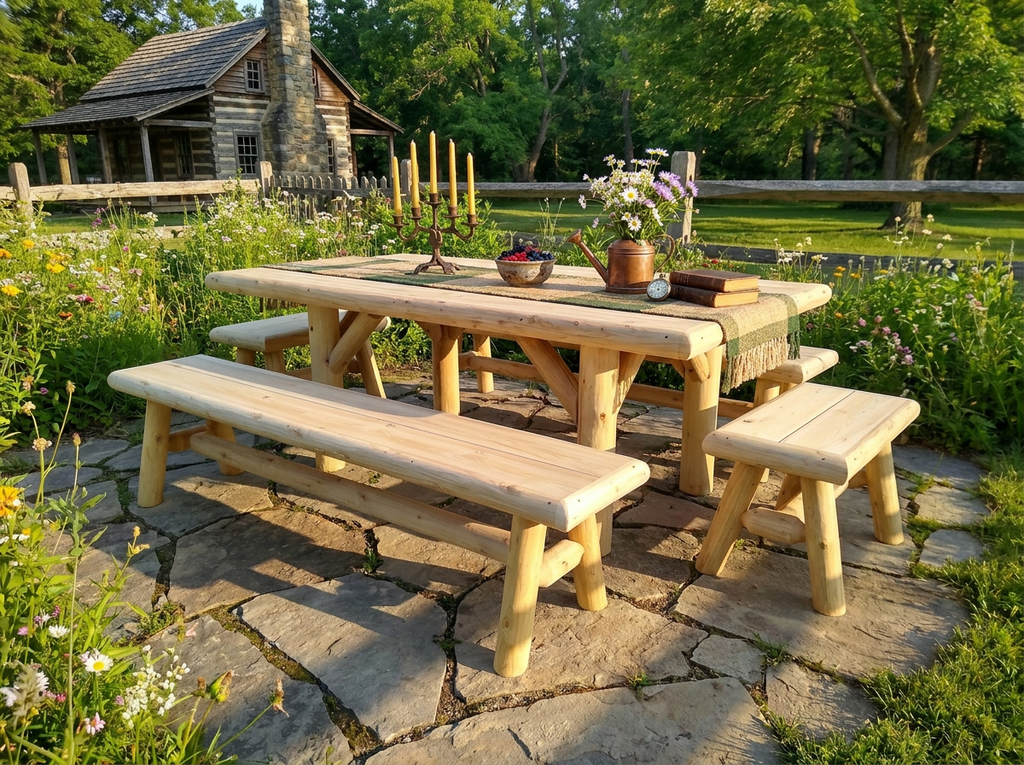Handmade Rustic Outdoor Picnic Table - SNOODBANGER customs