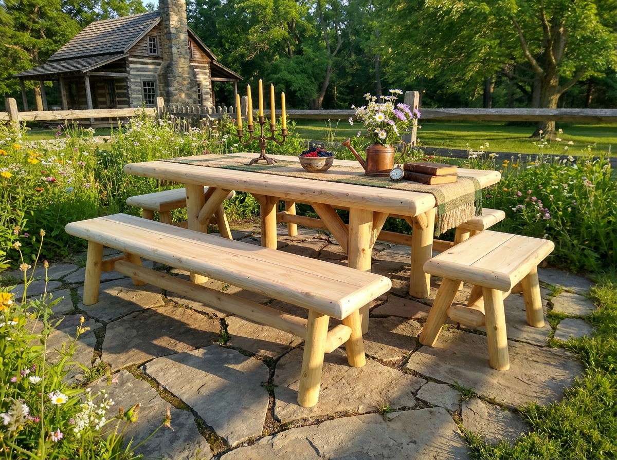 Handmade Rustic Outdoor Picnic Table - SNOODBANGER customs