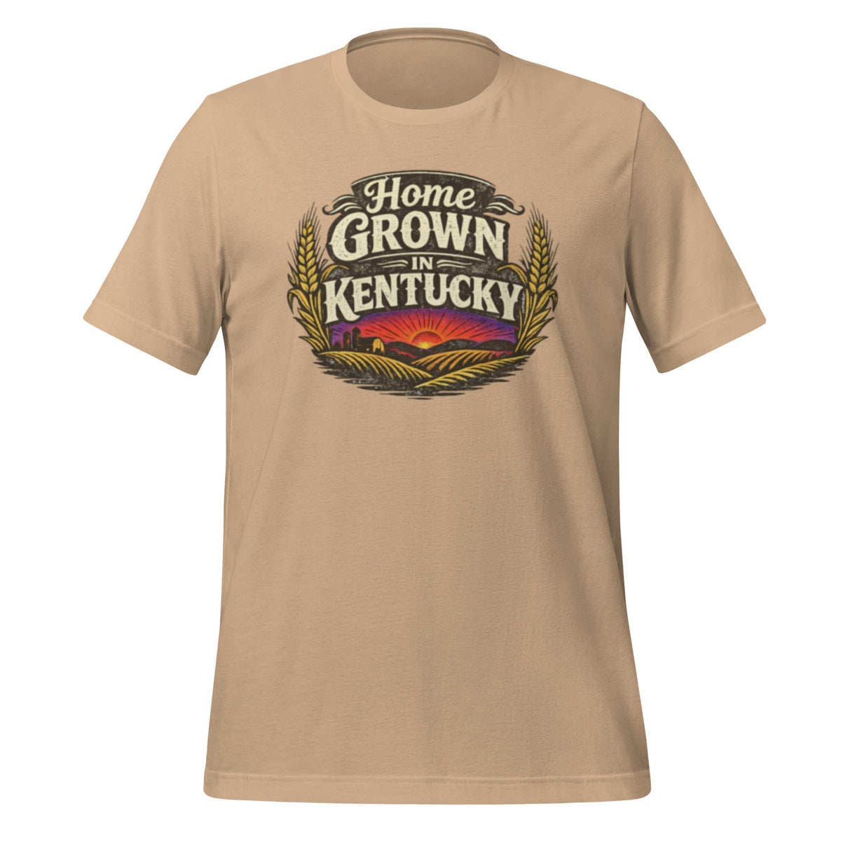 Home Grown in Kentucky T-Shirt | Vintage Wheat & Hills Design | Classic Cotton - SNOODBANGER customs