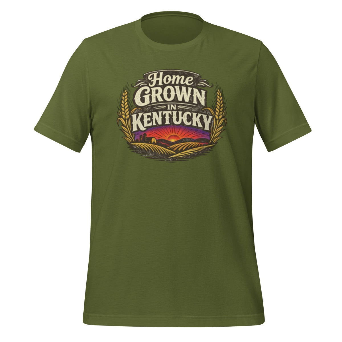 Home Grown in Kentucky T-Shirt | Vintage Wheat & Hills Design | Classic Cotton - SNOODBANGER customs