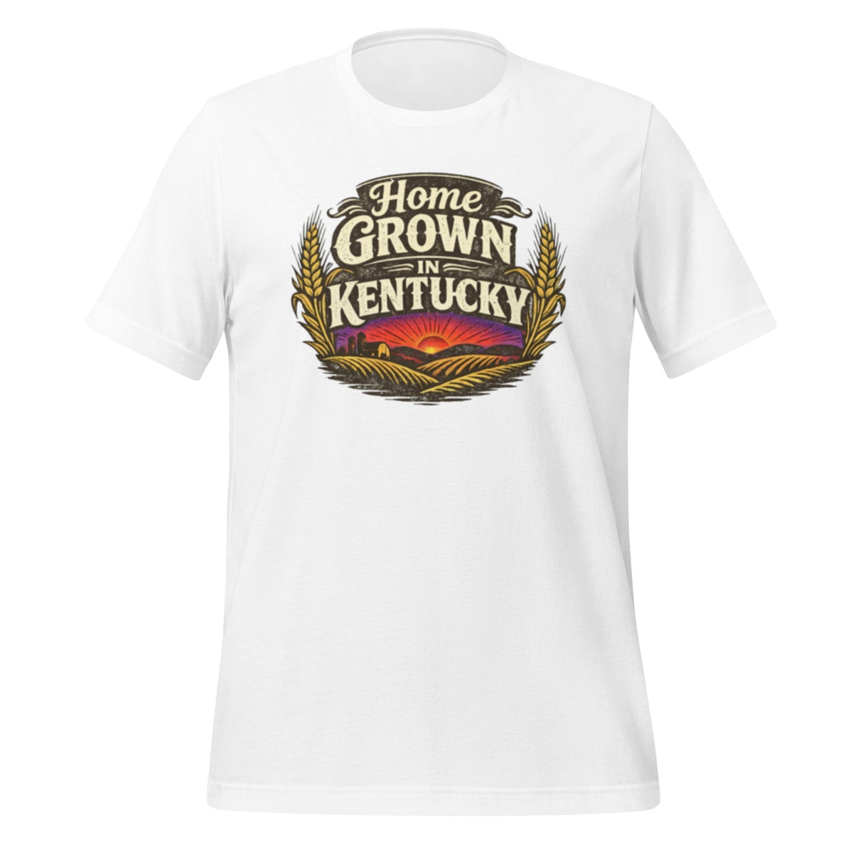 Home Grown in Kentucky T-Shirt | Vintage Wheat & Hills Design | Classic Cotton - SNOODBANGER customs