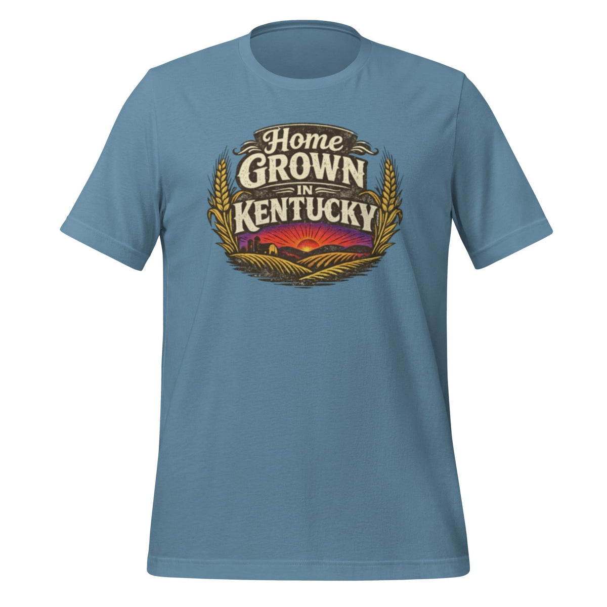 Home Grown in Kentucky T-Shirt | Vintage Wheat & Hills Design | Classic Cotton - SNOODBANGER customs