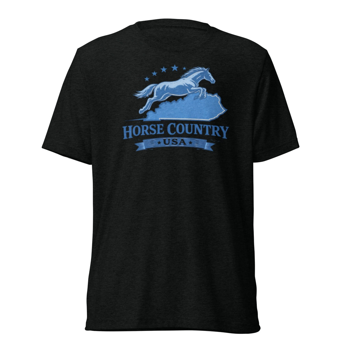Horse Country USA T-Shirt | Blue Horse & Kentucky Outline | Elite Tri-Blend - SNOODBANGER customs