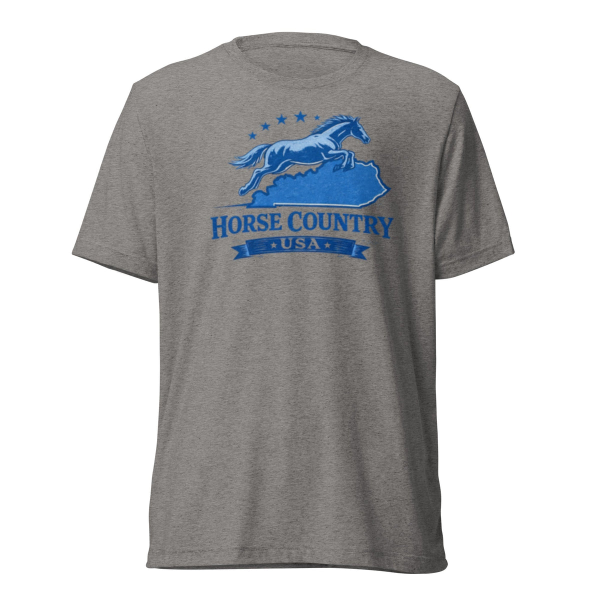 Horse Country USA T-Shirt | Blue Horse & Kentucky Outline | Elite Tri-Blend - SNOODBANGER customs