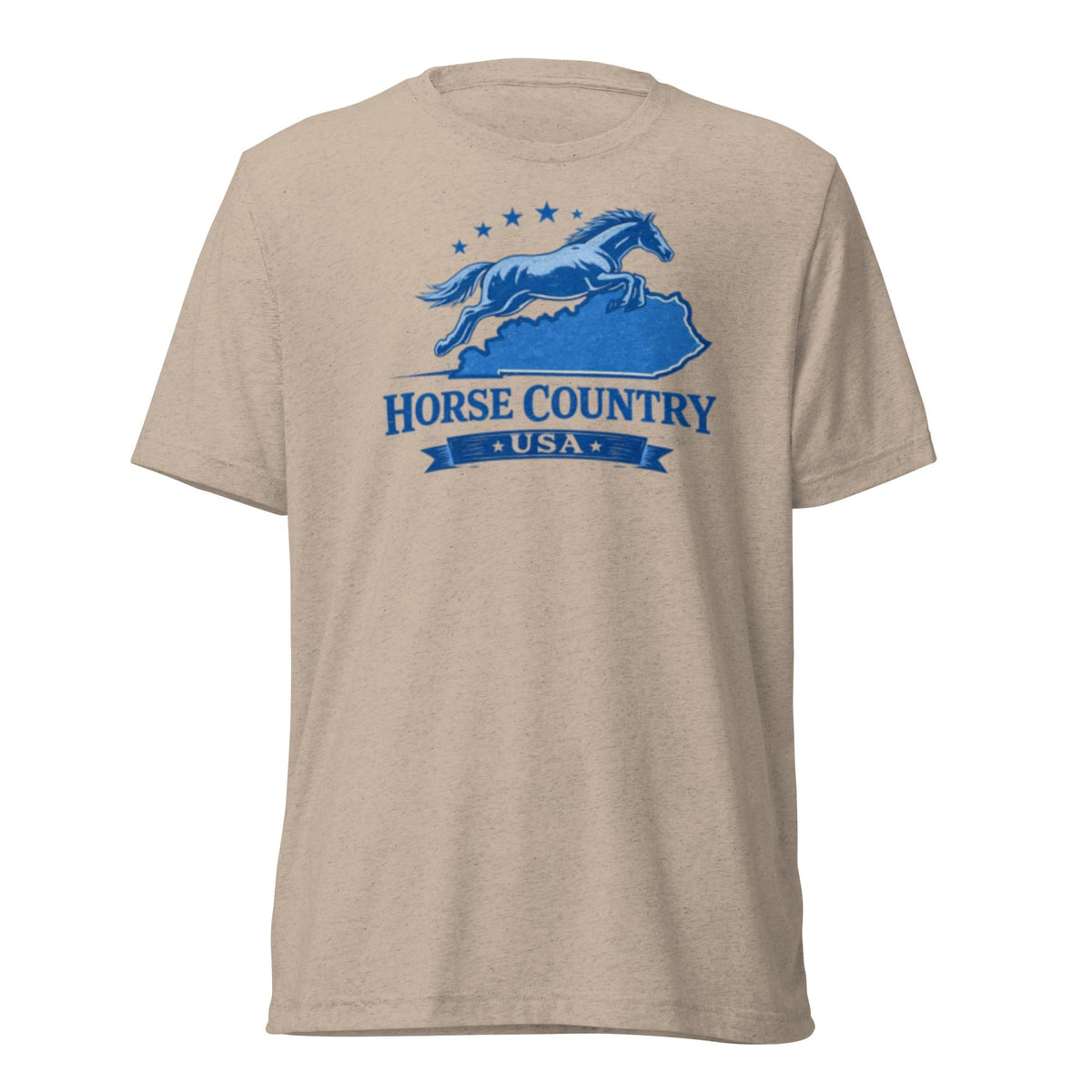 Horse Country USA T-Shirt | Blue Horse & Kentucky Outline | Elite Tri-Blend - SNOODBANGER customs