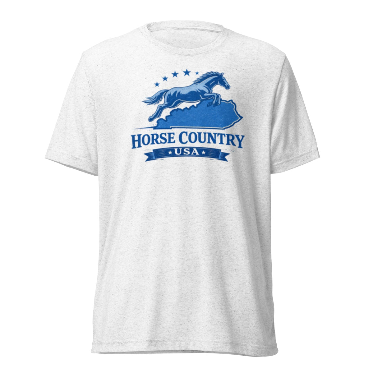 Horse Country USA T-Shirt | Blue Horse & Kentucky Outline | Elite Tri-Blend - SNOODBANGER customs