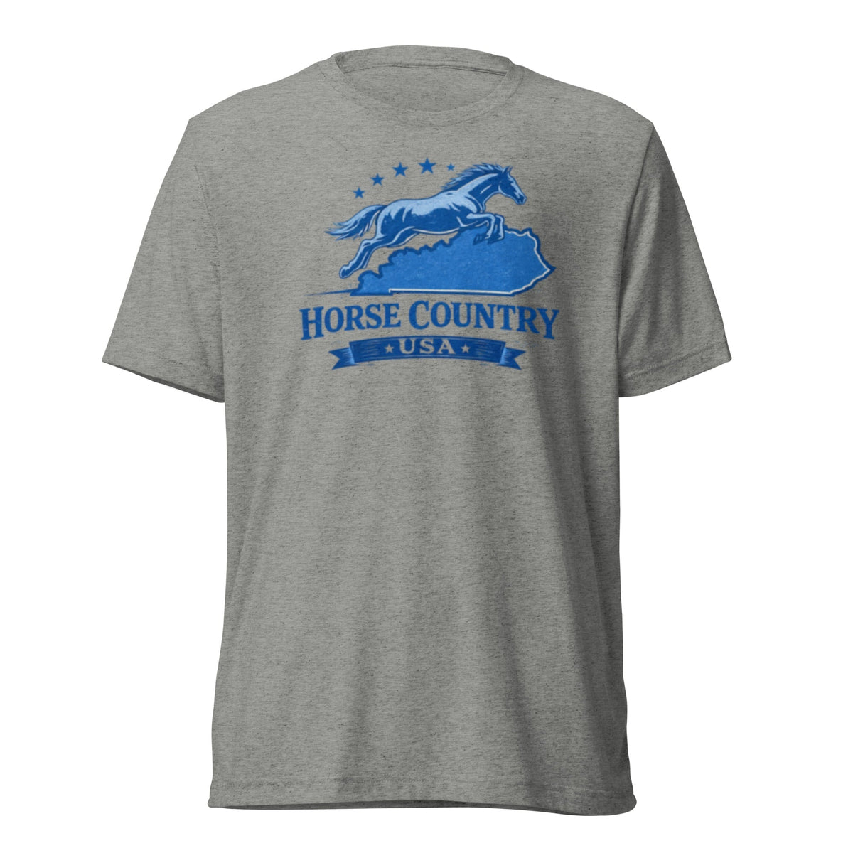 Horse Country USA T-Shirt | Blue Horse & Kentucky Outline | Elite Tri-Blend - SNOODBANGER customs