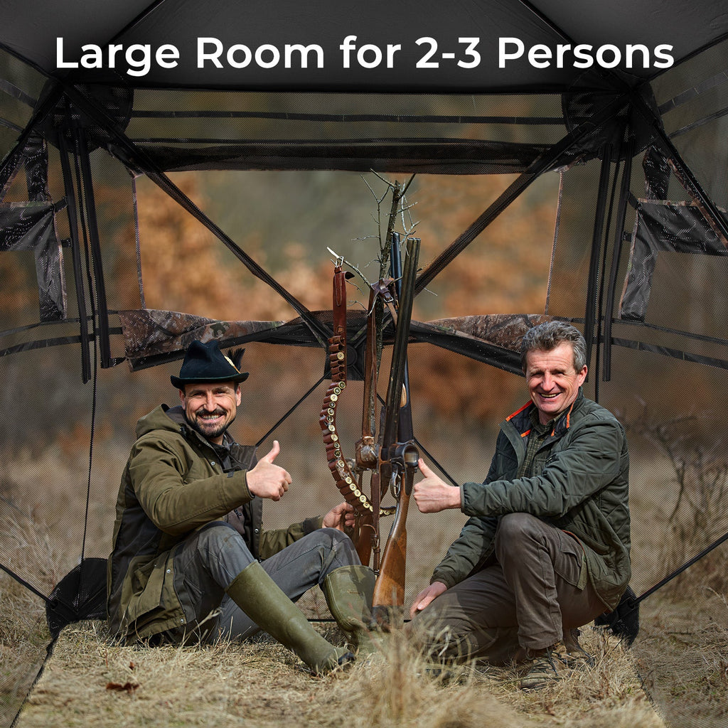 Hunting Blind 360 Degree One-Way See-Through Ground Blind for 2-3 Person - SNOODBANGER customs