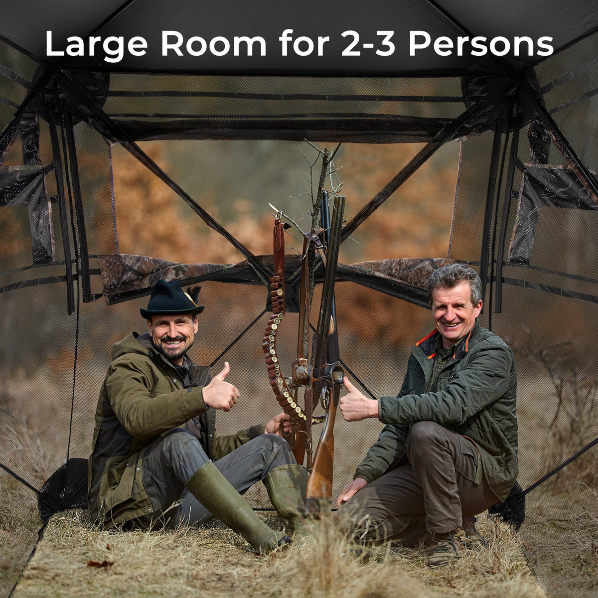 Hunting Blind 360 Degree One-Way See-Through Ground Blind for 2-3 Person - SNOODBANGER customs
