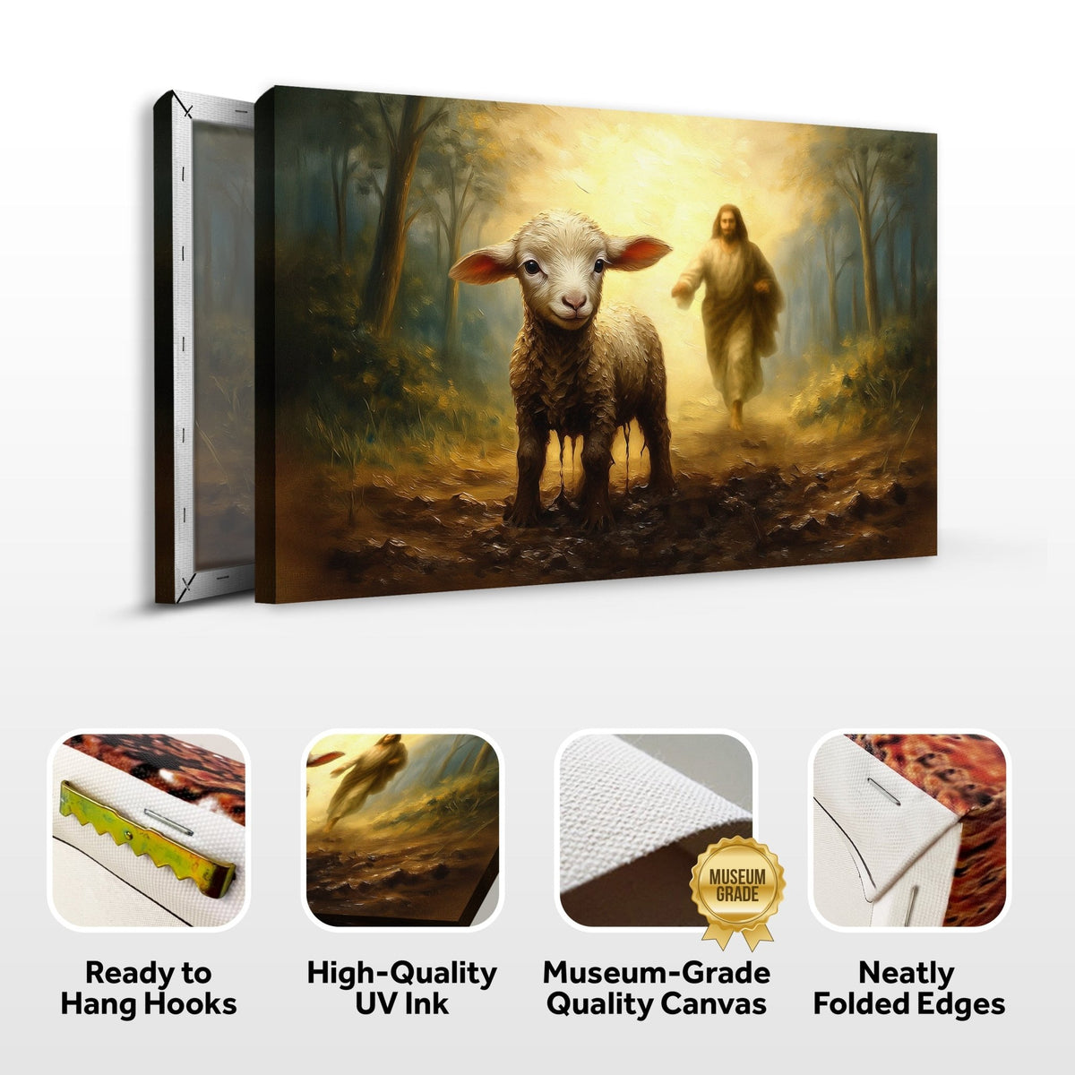 Jesus Running After A Lost Lamb Faith Wall Art - SNOODBANGER customs